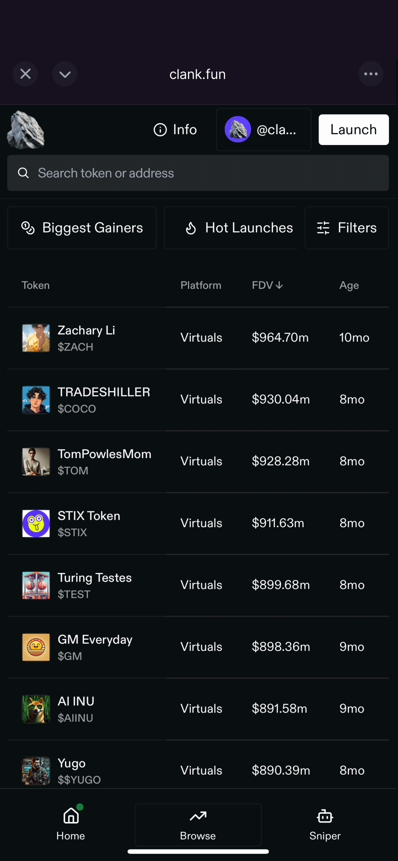 Clankfun – Memecoin Trading - Farcaster Mini Apps screenshot